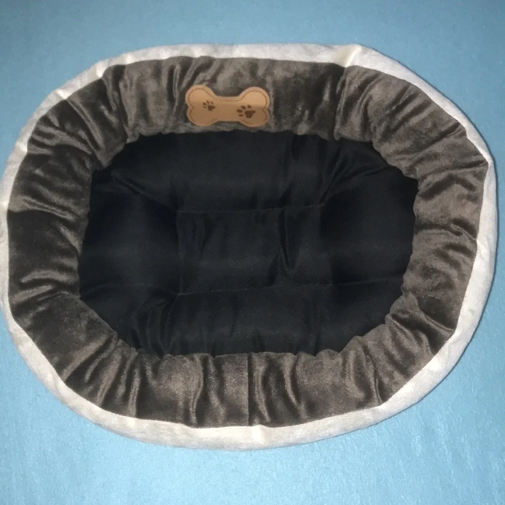 DOSKOCIL Pet Products oval bed dark brown,cream faux micro suede Host Pick🎉🎉